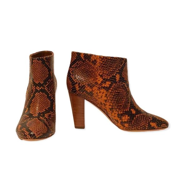Veronica Beard Brown Snakeskin Ankle Boots, Size 6 - Picture 3 of 5